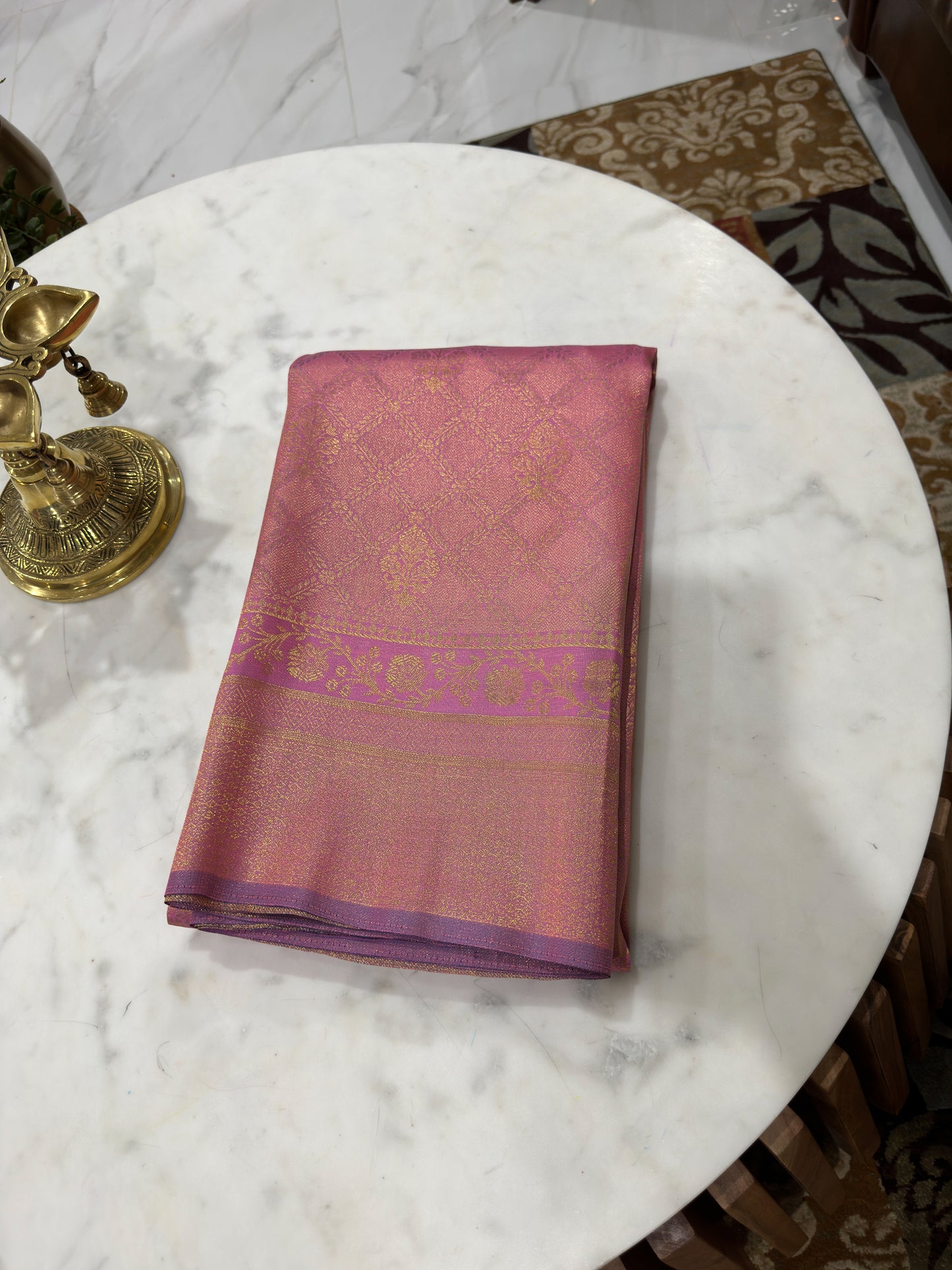Elegant Mauve & Gold Kanjeevaram Saree
