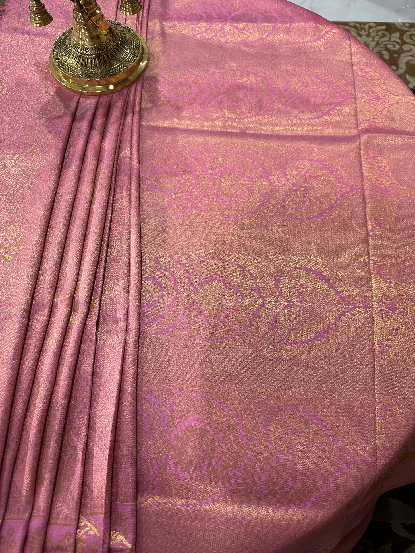 Elegant Mauve & Gold Kanjeevaram Saree