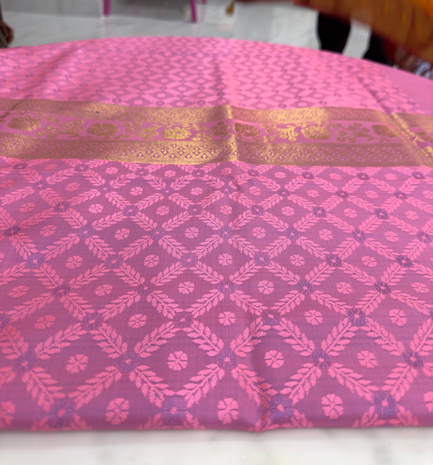 Elegant Mauve & Gold Kanjeevaram Saree