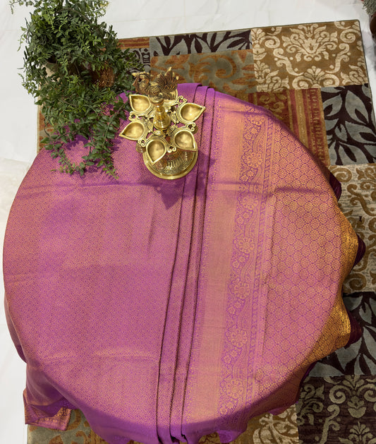 Elegant Mauve & Gold Kanjeevaram Saree