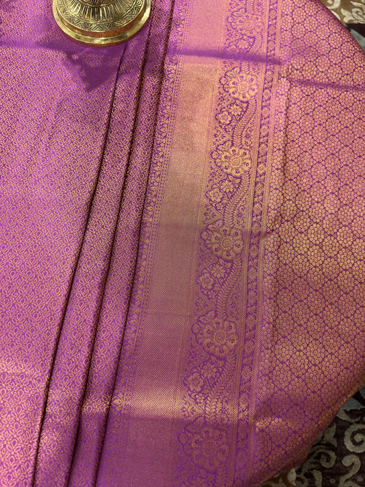 Purple & Gold-Toned Ethnic Motifs Zari Banarasi Saree